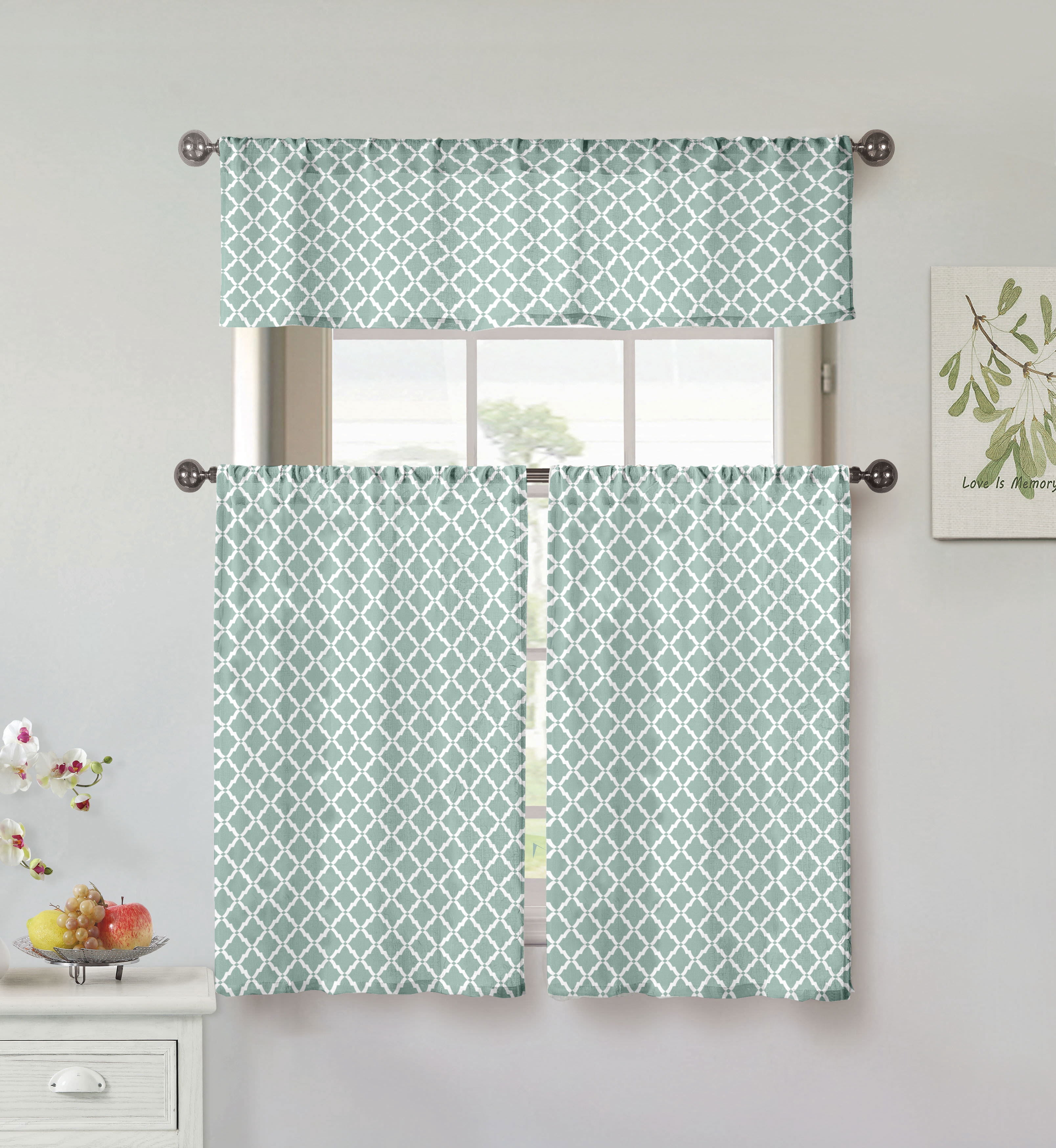 Moana Geometric Cotton Kitchen Curtain & Tier Set - Walmart.com