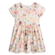 Moana Girls Allover Print Dress with Short Sleeves, Sizes 4-12
