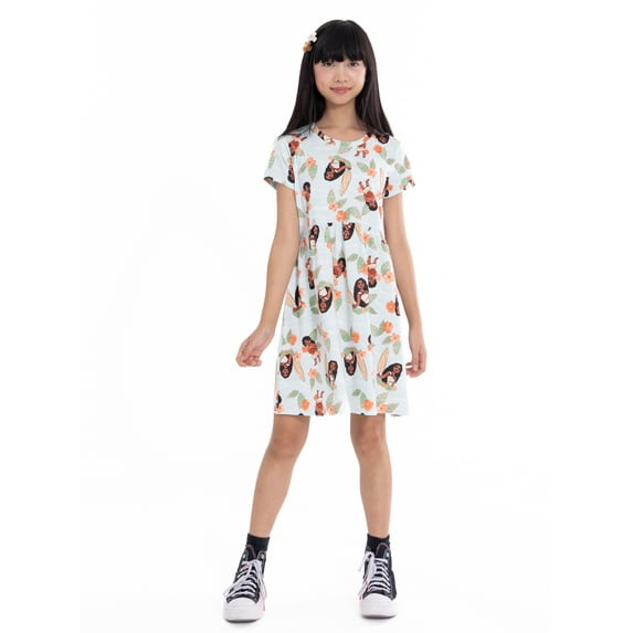 Moana Girls Dress with Short Sleeves, Sizes XS-L