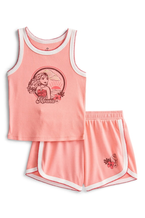 Moana Girls Graphic Tank Top and Matching Shorts Set, 2-Piece, Sizes 4-16