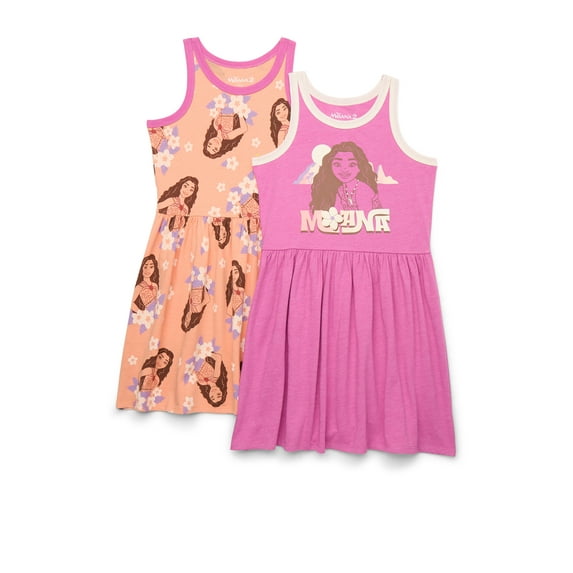 Moana Girls Graphic Print Skater Dress, 2-Pack, Sizes 4-12