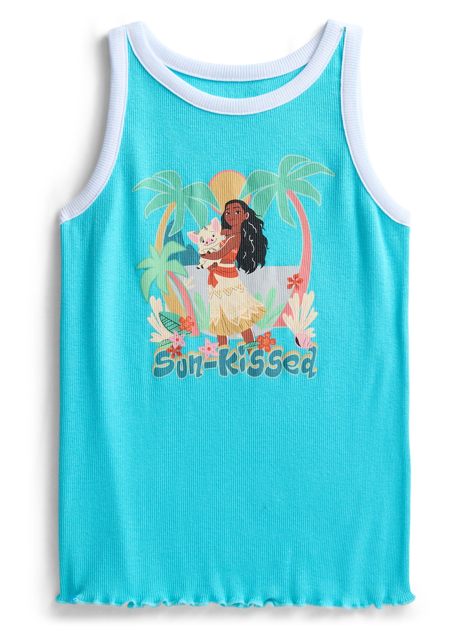 Disney Moana Girls Sunkissed Ringer Graphic Tank Top, Sizes 4-16