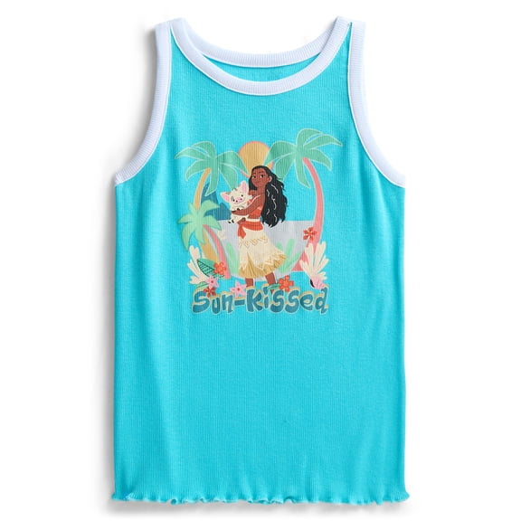 Disney Moana Girls Sunkissed Ringer Graphic Tank Top, Sizes 4-16