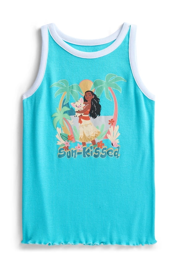 Disney Moana Girls Sunkissed Ringer Graphic Tank Top, Sizes 4-16