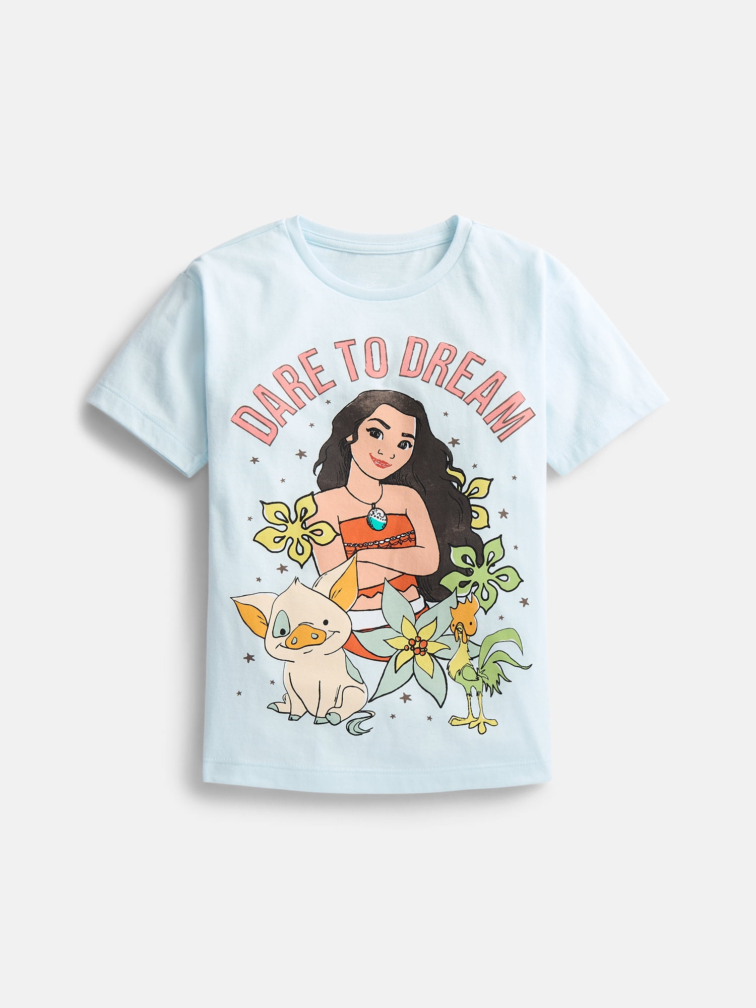 Disney Moana Girls' Graphic Tee with Short Sleeves, Sizes 4-16