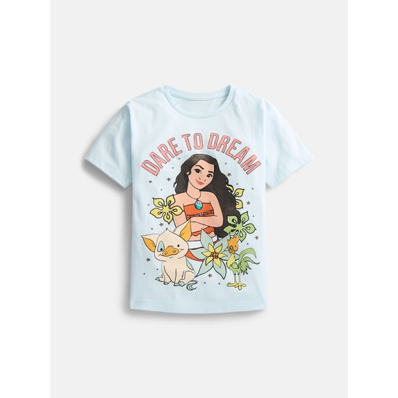 Disney Moana Girls' Graphic Tee with Short Sleeves, Sizes 4-16