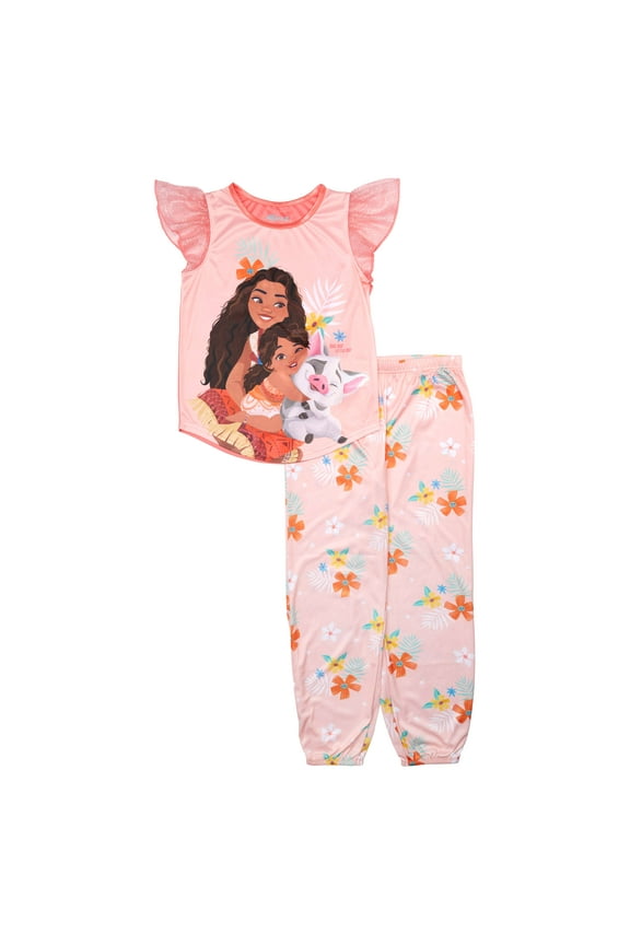 Moana Girls Short Sleeve and Pant Pajama Set, Sizes 4-10