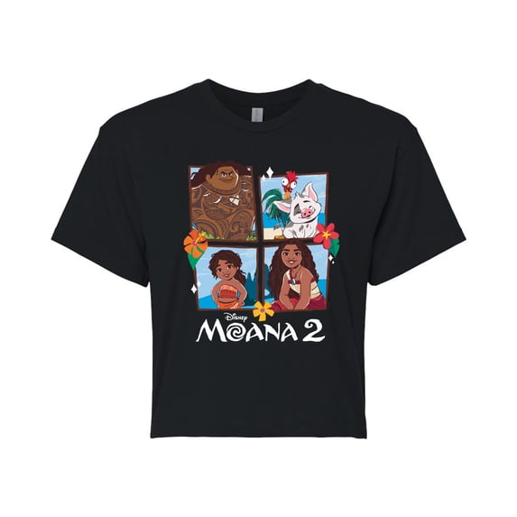 Moana - Grid Photo - Juniors Cropped Graphic T-Shirt