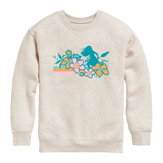 Moana Live Action - Floral Silhouette - Youth Boys Crew Fleece Sweatshirt