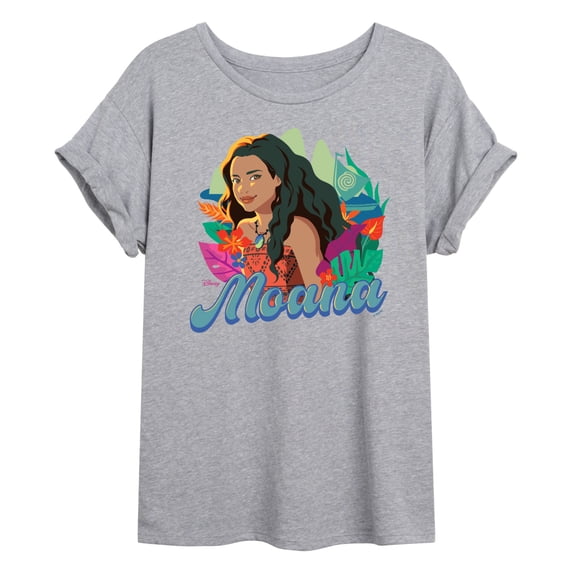 Moana Live Action - Florals - Juniors Oversized Graphic T-Shirt