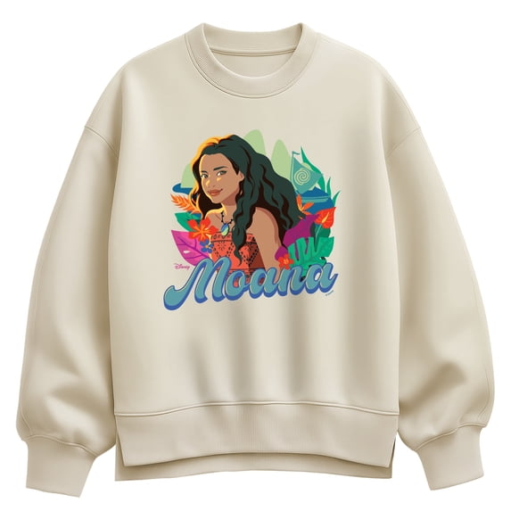 Moana Live Action - Florals - Women's Oversized Fleece Crew Sweatshirt