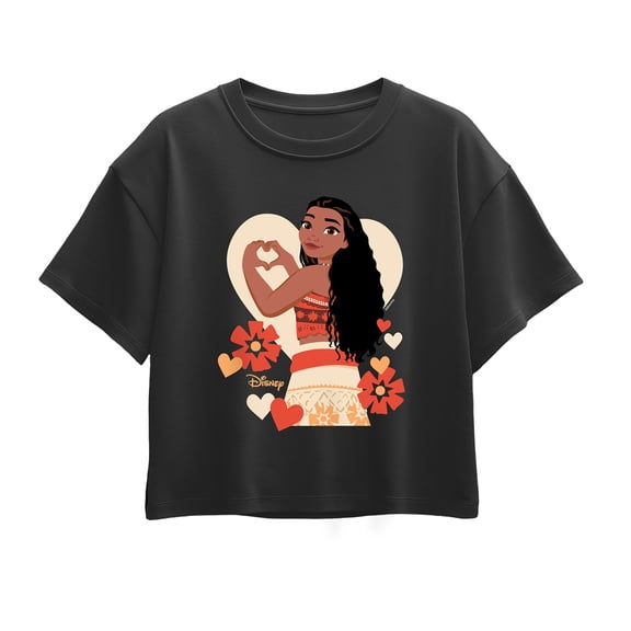 Moana - Love Moana Girls' Short Sleeve Boxy Graphic T-Shirt