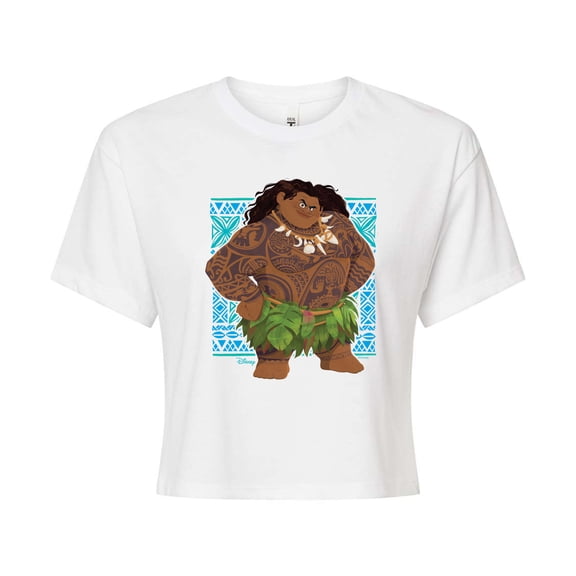Moana - Maui Print - Juniors Cropped Graphic T-Shirt