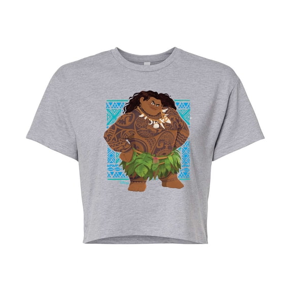 Moana - Maui Print - Juniors Cropped Graphic T-Shirt