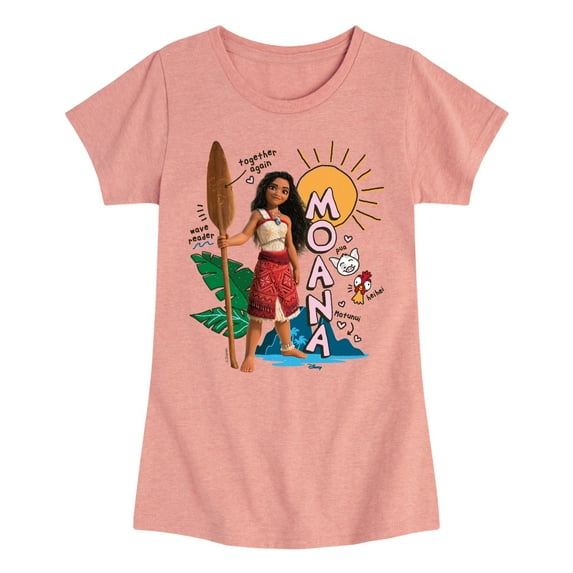 Moana - Moana Sketchbook - Youth Girls Fitted Short Sleeve T-Shirt