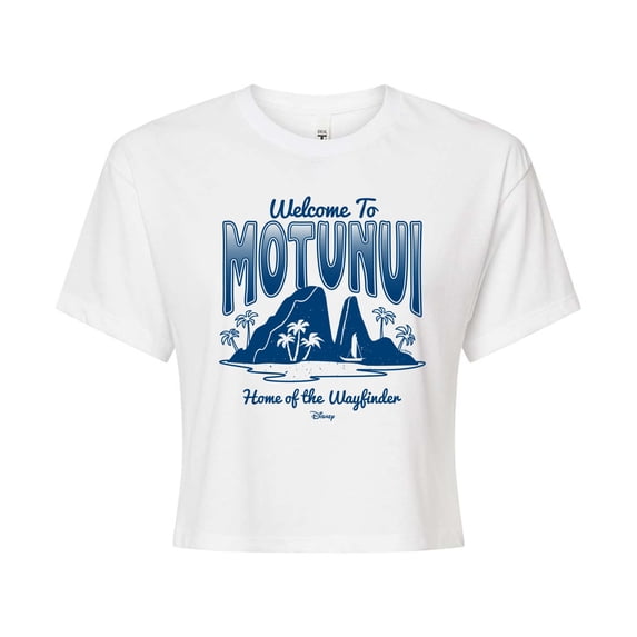 Moana - Motunui Destination - Juniors Cropped Graphic T-Shirt