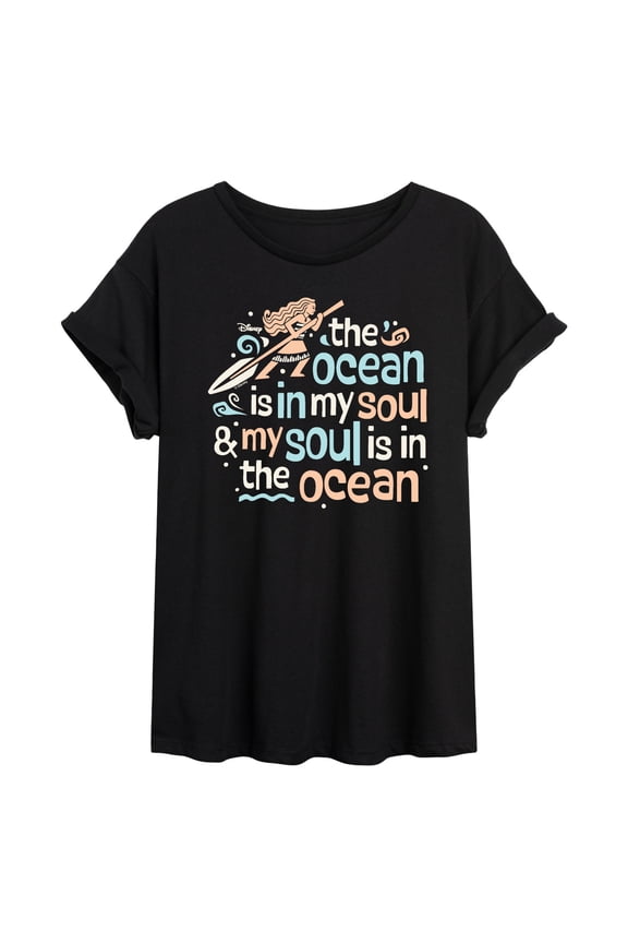 - Ocean In My Soul - Juniors Oversized Graphic T-Shirt