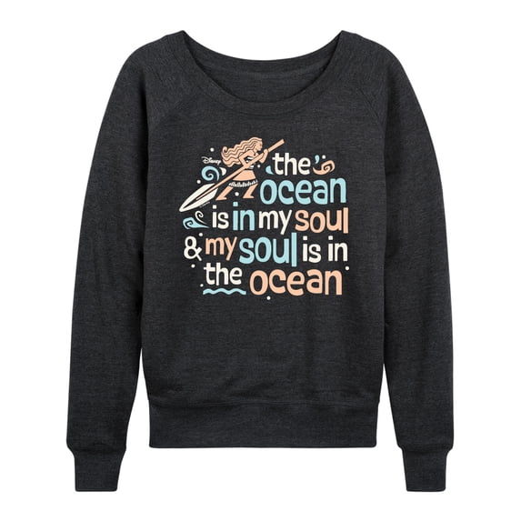 Moana - Ocean In My Soul Lightweight French Terry Wide Neck Long Sleeve Graphic Shirt