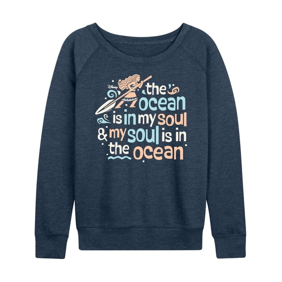 Moana - Ocean In My Soul Lightweight French Terry Wide Neck Long Sleeve Graphic Shirt