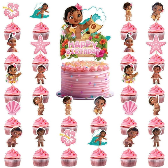 Moana Party Decoration, 50 pcs Moana Cake Decoration Party Supplies Cupcake Toppers cake decoration
