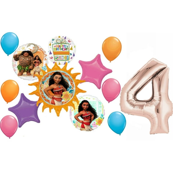 Moana Party Supplies 4th Birthday Master Way-Finder Balloon Bouquet Decorations