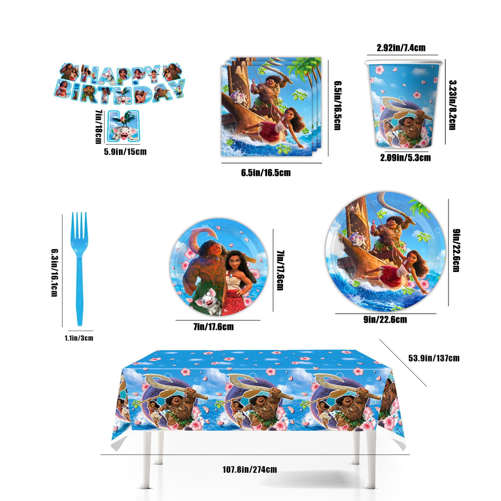 Moana Party Supplies, Moana 2 Birthday Decorations and Tableware Set — free download
