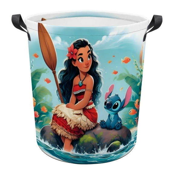 Moana Pattern Dirty Clothes Basket 13in x 17in Waterproof And Wear-resistant Easy To Carry And Portable