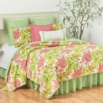 Moana Pink Green Floral Full/Queen 3 Piece Quilt Set