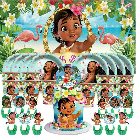 Moana Birthday Cups Party Supplies Decor Backdrop Paper Plates Fans Decorations Banner