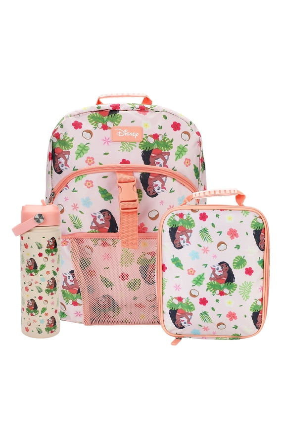 Moana & Pua All-Over Print 16 Backpack With Lunchbox Set and Stainless Steel Water Bottle