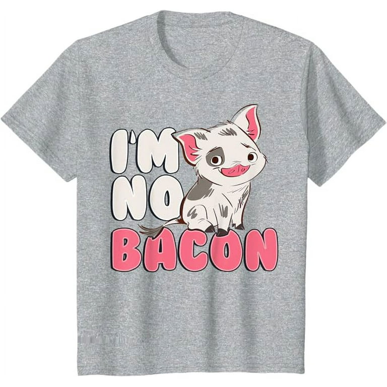Moana Pua Cute I m No Bacon Graphic Youth T Shirt For Boy Girl Kids Toddler Sport Grey Color Size XS