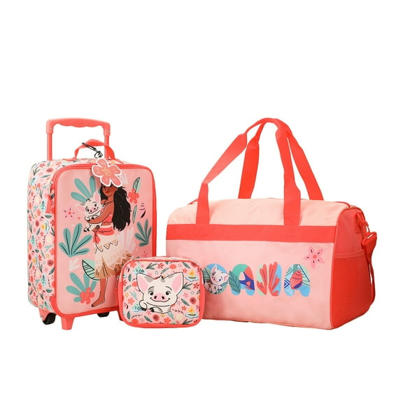 Moana Pua & Moana Tropical Print Youth 4-Piece Carry On Luggage Travel Set
