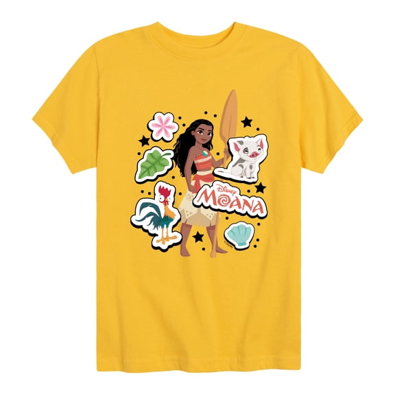 Moana - Stickers - Youth Boys Short Sleeve Graphic T-Shirt