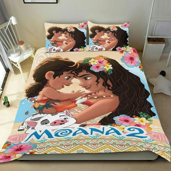 Moana Themed Bed Sheet Set Three Piece Set 53x79 Inches Comfortable And Skin Friendly Unique Design Creating A Star Studded Night