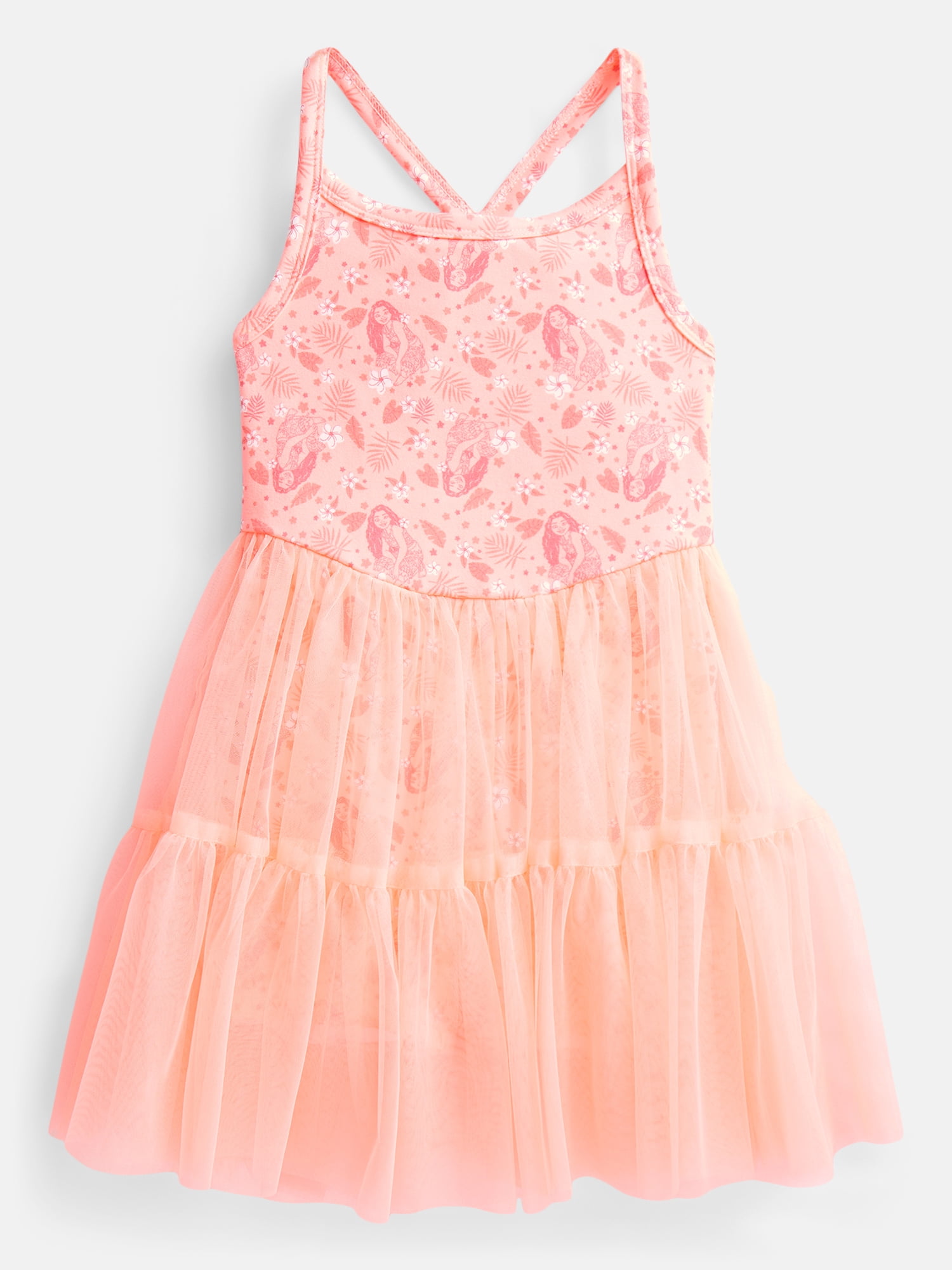 Moana Toddler Girls' Sleeveless Romper with Tulle Skirt, Sizes 12M-5T