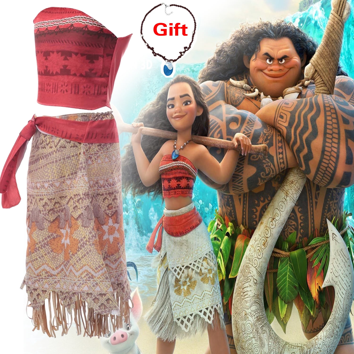 Clothes Children Girl Vaiana, Girl Clothes Party Moana