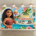 thumbnail image 1 of Moana birthday banner, indoor/outdoor use, photo booth background, home decoration, party banner decoration - Birthday party decoration/Tropical beach theme, birthday party decoration, 1 of 5