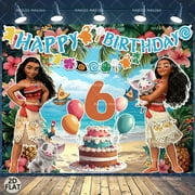 Moana birthday party background, birthday cake, balloons - 6th birthday, wedding, graduation, birthday party decoration, indoor and outdoor decoration, vibrant tropical theme