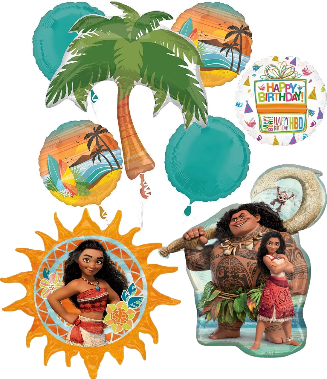 Moana's Birthday Party Supplies Beach Life Foil Balloon Bouquet Decorations