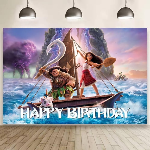 Moanaa Decor Backdrop for Moanana Birthday Decorations, Birthday Banner for Party Supplies (5x3ft)
