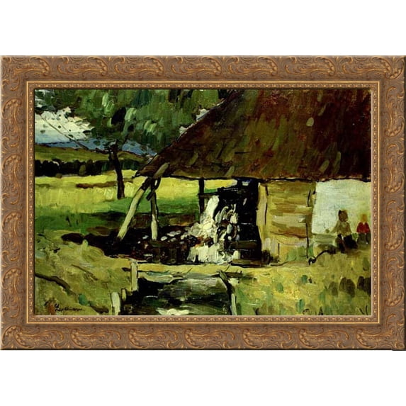 Moara 24x18 Gold Ornate Wood Framed Canvas Art by Stefan Luchian