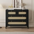 thumbnail image 1 of Moasis  3-6-Drawer Dresser Storage Cabinet Rattan Wood Closet Black - 4-drawer, 1 of 5