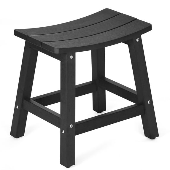 Moasis Natural Teak Plastic Wood Shower Shaving Footrest Stool Black