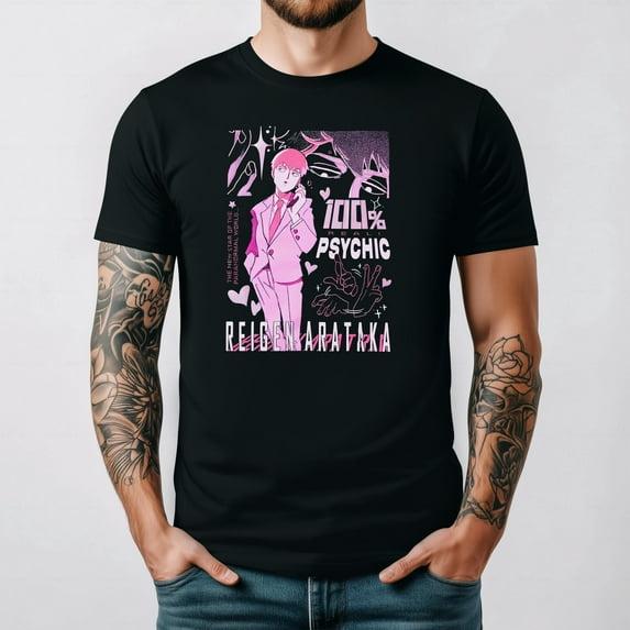 Mob Psycho 100 Reigen Arataka Pink Anime Fan Graphic T-Shirt unisex up to 5XL