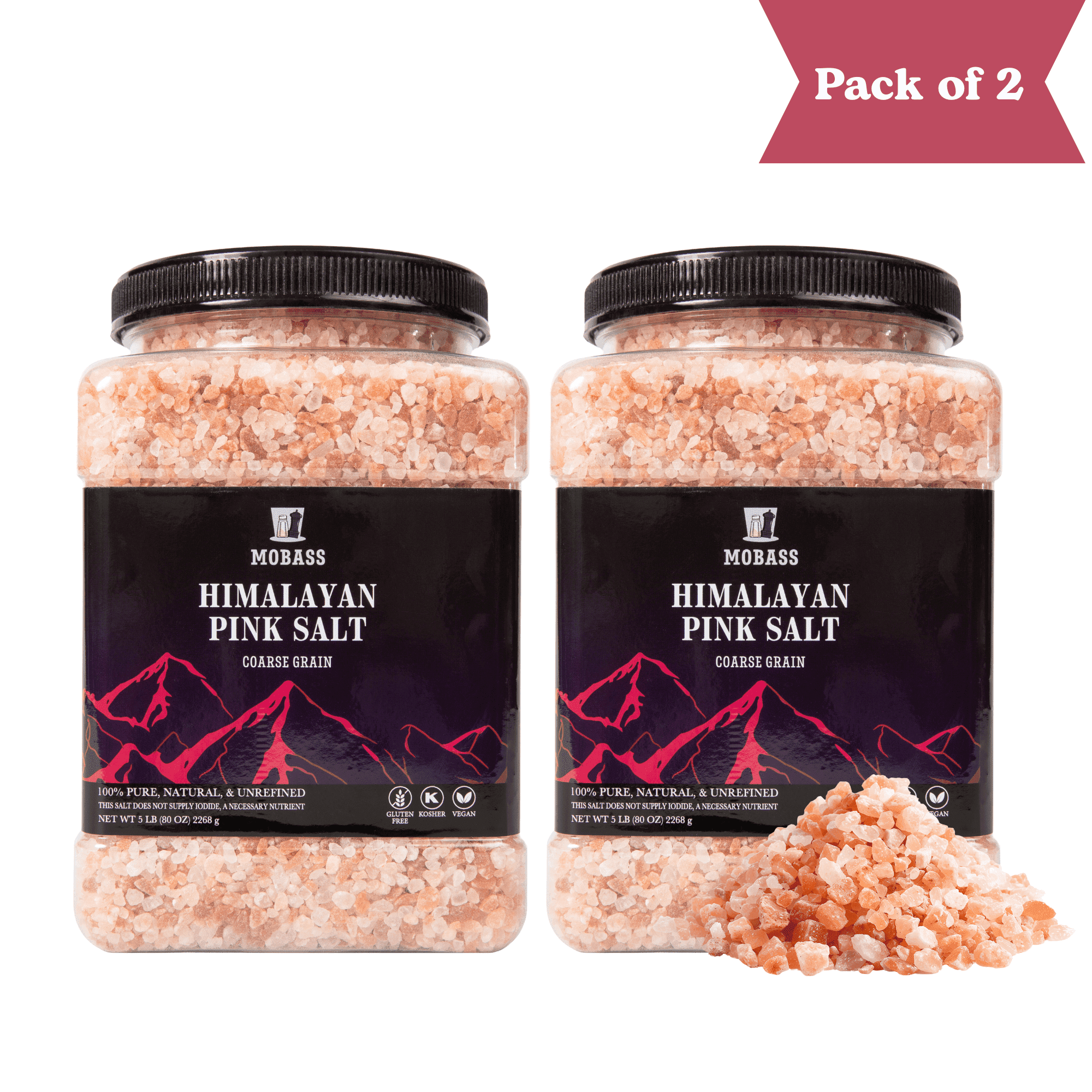 Mobass Himalayan Pink Salt Coarse Grain 5 lbs - 2 Pack