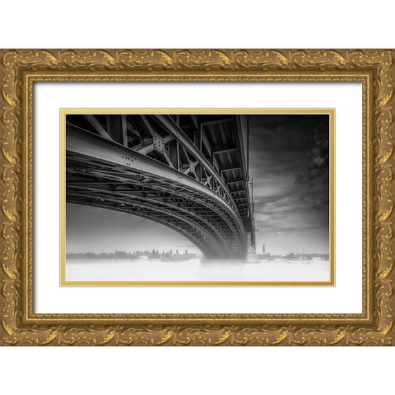 Moberg Steffensen, Ole 14x10 Gold Ornate Wood Framed with Double Matting Museum Art Print Titled - Theodor Heuss Braandfrac14;Cke
