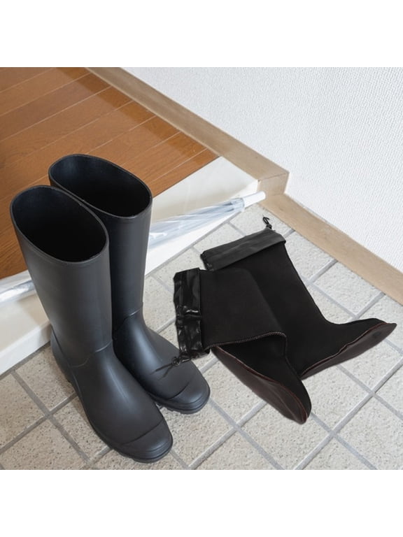 Black Boot Liners Thermal Insulated for Winter Waterproof and Nonslip 1Pair