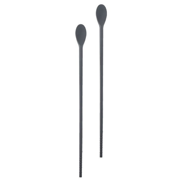 Mobestech 1 Pair Grey Silicone Chopstick Spoon Dishwasher Safe Stir Stick For Bar And Restaurant 28x0.8in