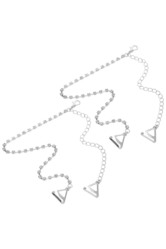 Elegant Bra Strap White Rhinestone Hook and Chain Adjustable 1Pair