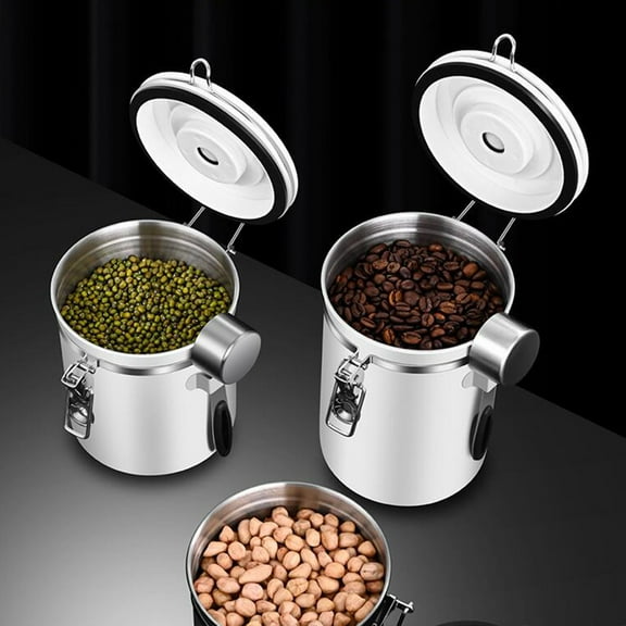 Mobestech Coffee Bean Jar, White, Stainless Steel, Practical for Home, 1Set